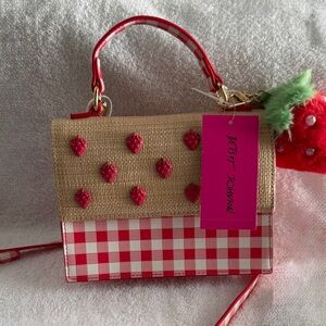 NEW Betsey Johnson Red and Cream Strawberry Mini Crossbody Bag